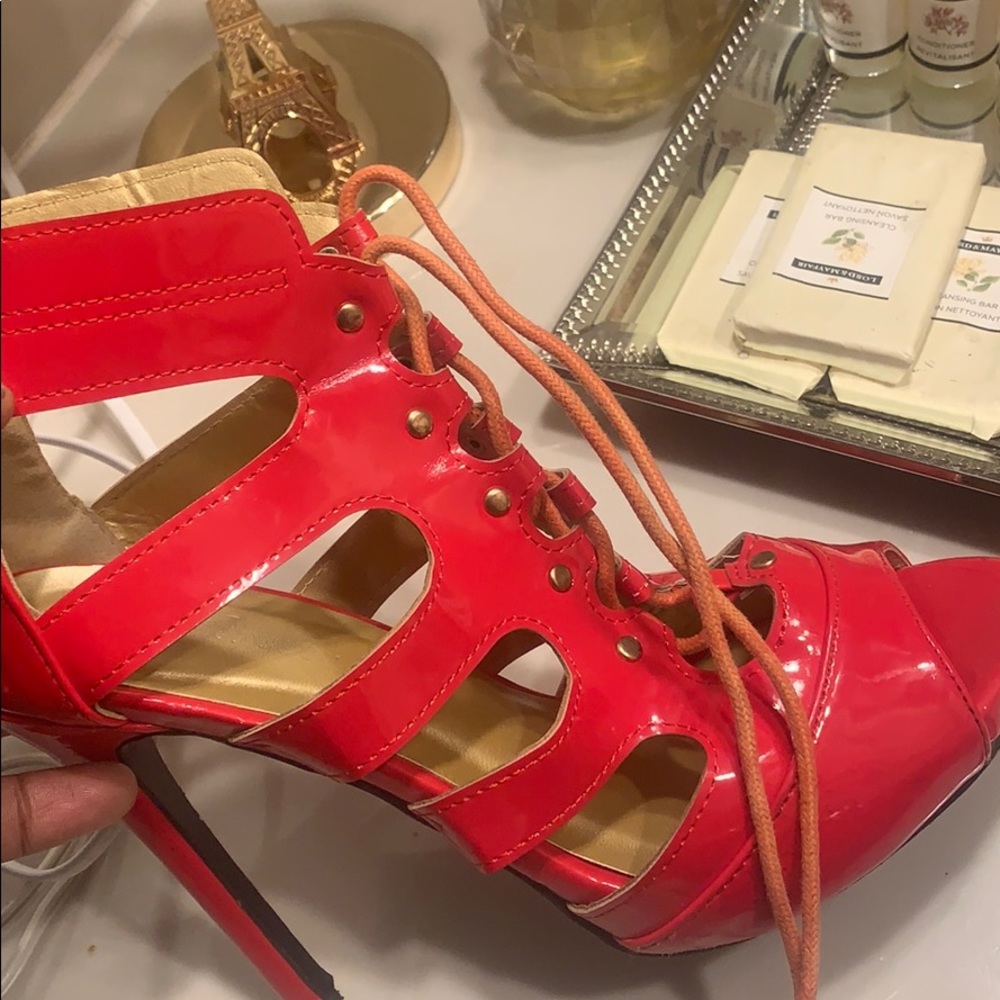 Red high heel shoes in a very good condition.